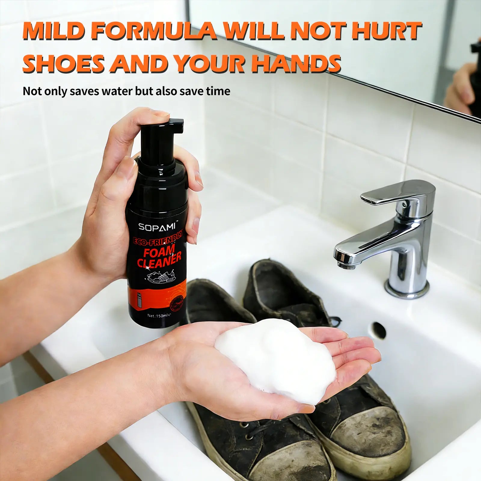 SOPAMI Eco-Friendly Foam Shoe Cleaning Kit | Remove Stains from Sneakers, Boots & More | Complete Care Set