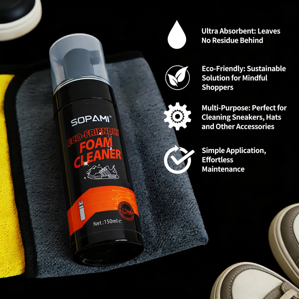 SOPAMI Eco-Friendly Foam Shoe Cleaning Kit | Remove Stains from Sneakers, Boots & More | Complete Care Set