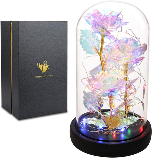 Birthday Gifts Galaxy Artificial Rose, Flowers Beauty and the Beast Rose Gold Foil Rose Enchanted Colorful Infinity Rose, Rose Flowers Gifts for Home Decor Unique Gifts for Women
