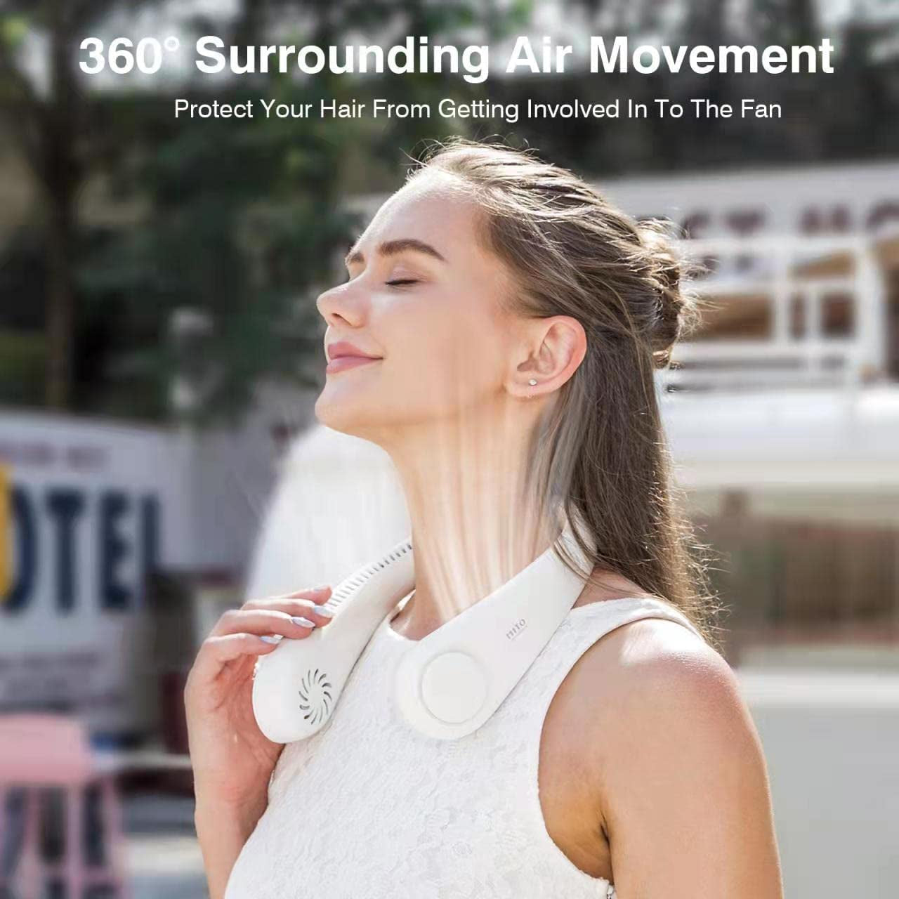 Portable Hanging Neck Fan,Battery Operated Bladeless Neck Fan,Rechargeable Personal Cooling Fan,Wearable Personal Neck Fan with 3 Wind Speeds for Office Sports Traveling Unique for Father