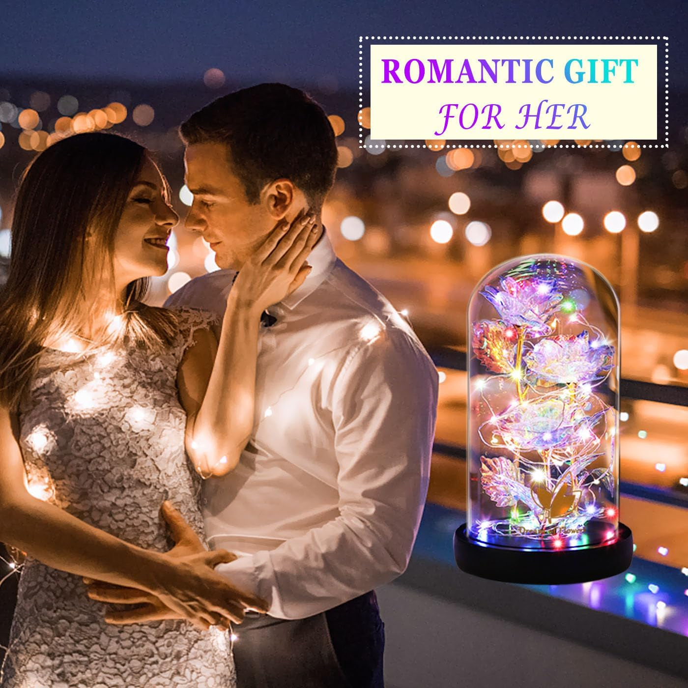 Birthday Gifts Galaxy Artificial Rose, Flowers Beauty and the Beast Rose Gold Foil Rose Enchanted Colorful Infinity Rose, Rose Flowers Gifts for Home Decor Unique Gifts for Women